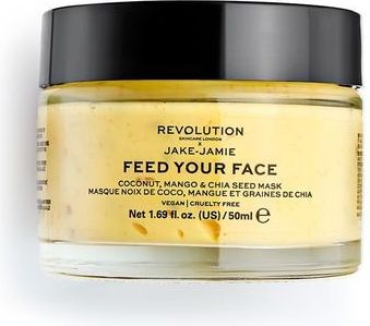 Makeup Revolution Peelingová a hydratační maska na obličej s vůní kokosu, manga a chia semínky x Jake Jamie (Coconut, Mango & Chia Seed Radiant Glow Face Mask 50 ml - obrázek 1
