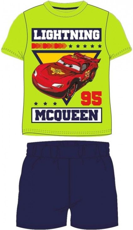 E plus M - Letní chlapecké pyžamo s krátkým rukávem Auta McQueen (Cars) - zelené - vel. 128 - obrázek 1
