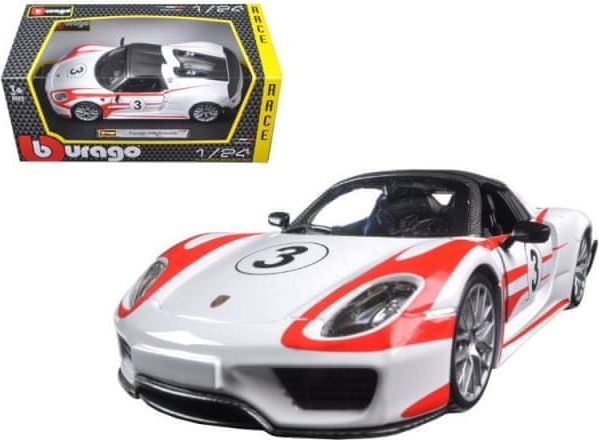 BBurago RACE PORSCHE 918 WEISSACH 1:24 bílé - obrázek 1