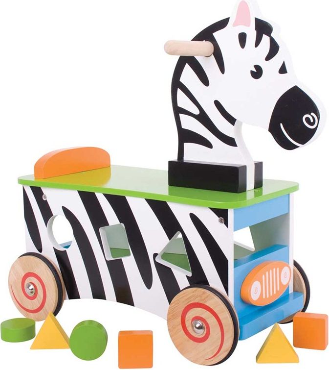 Bigjigs Baby Dřevěný motorický vozík zebra - obrázek 1
