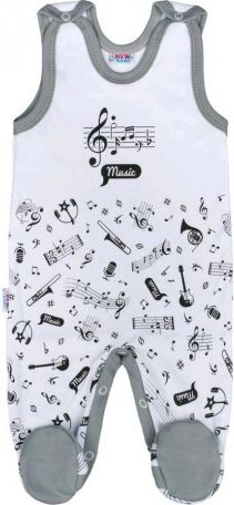 Kojenecké bavlněné dupačky New Baby Music, Bílá, 62 (3-6m) - obrázek 1