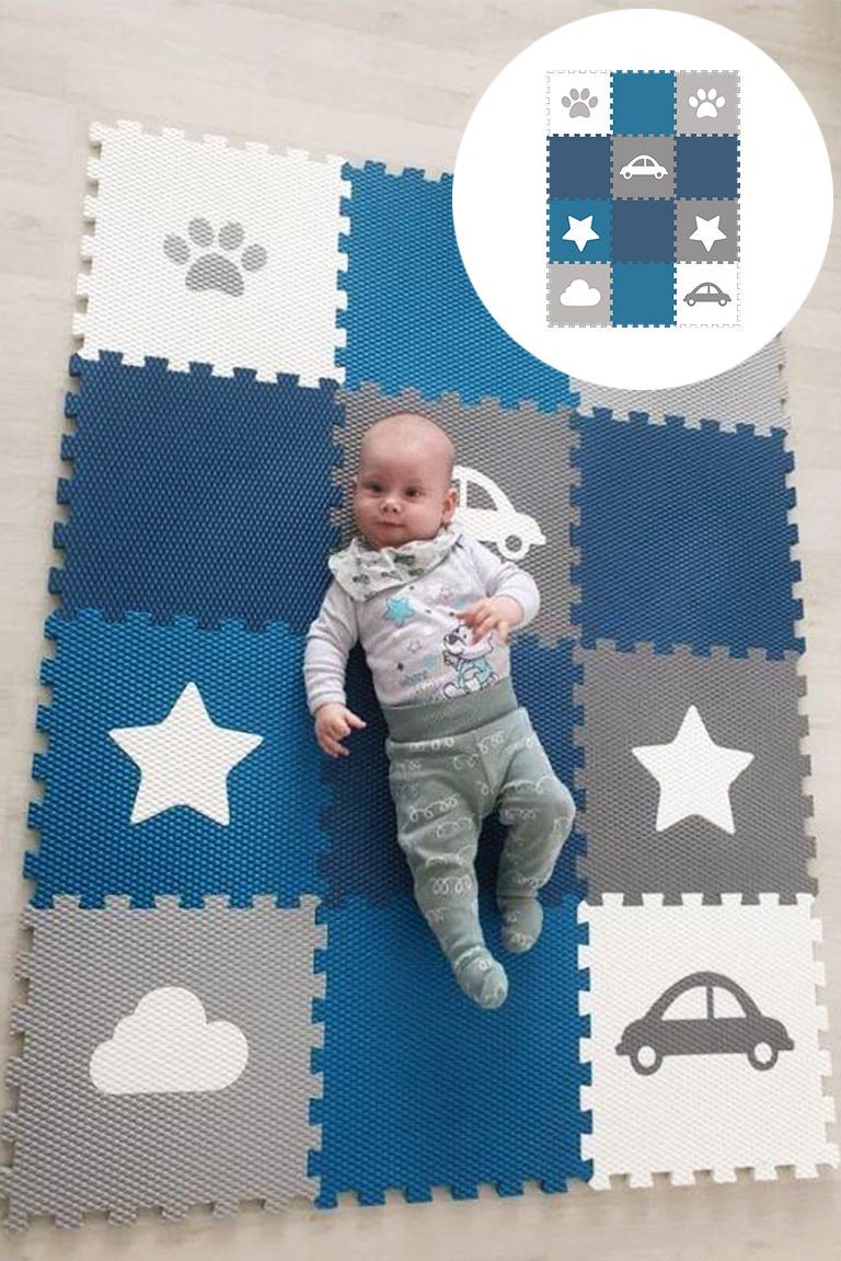 MINIDECKFLOOR PĚNOVÉ PUZZLE 12 DÍLŮ - TLAPKA, MRAK, AUTO, HVĚZDA - obrázek 1