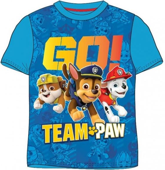 E plus M - Chlapecké tričko s krátkým rukávem Tlapková patrola - Team Paw Patrol - modré / Marshall, Chase, Ruble - vel. 98 - obrázek 1