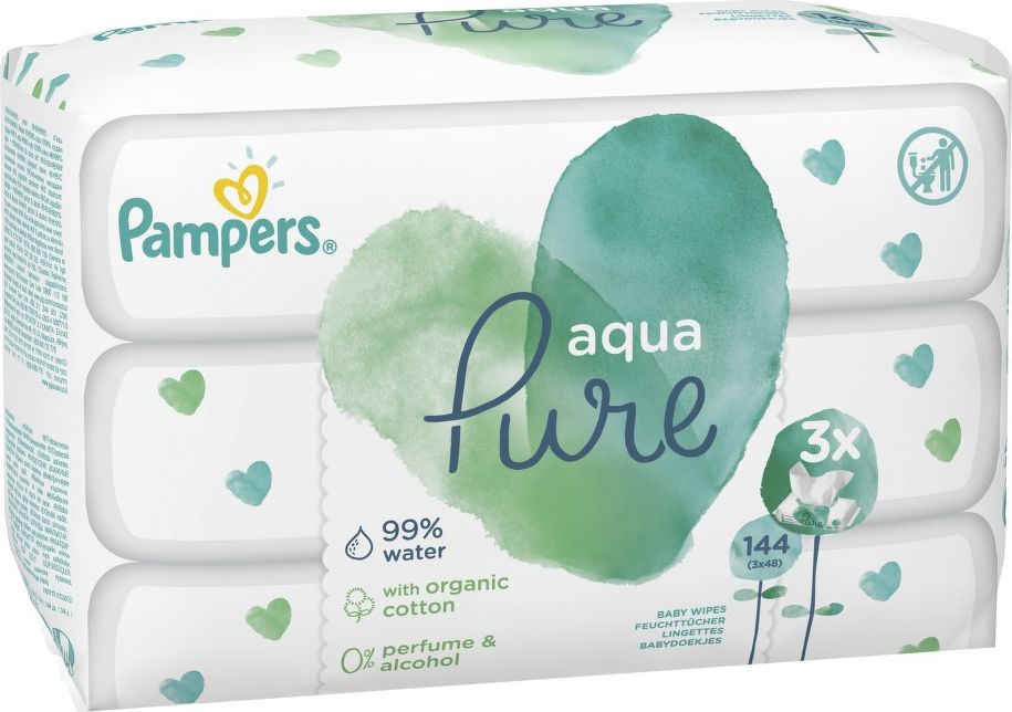 Pampers ubrousky Aqua Pure 3x48ks - obrázek 1