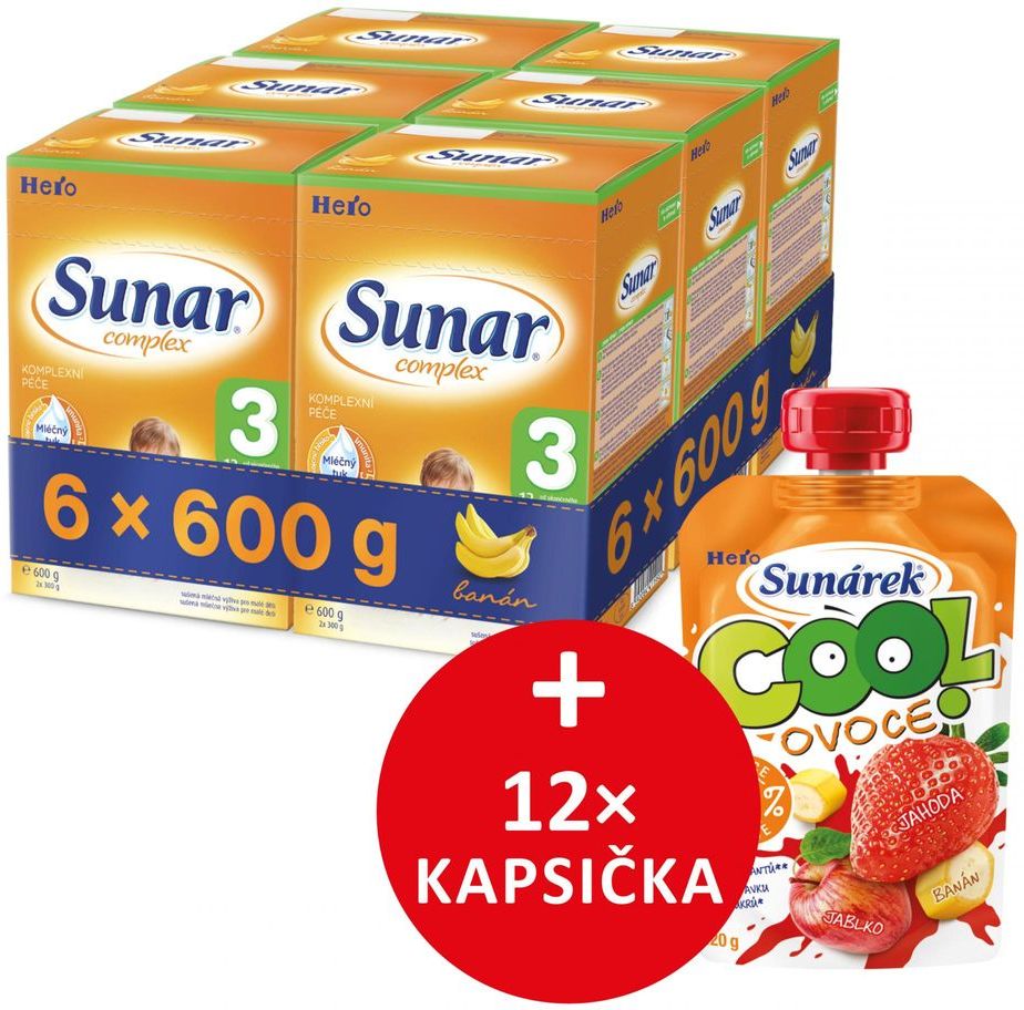 Sunar kojenecké mléko Complex 3 banán - 6 x 600g - obrázek 1
