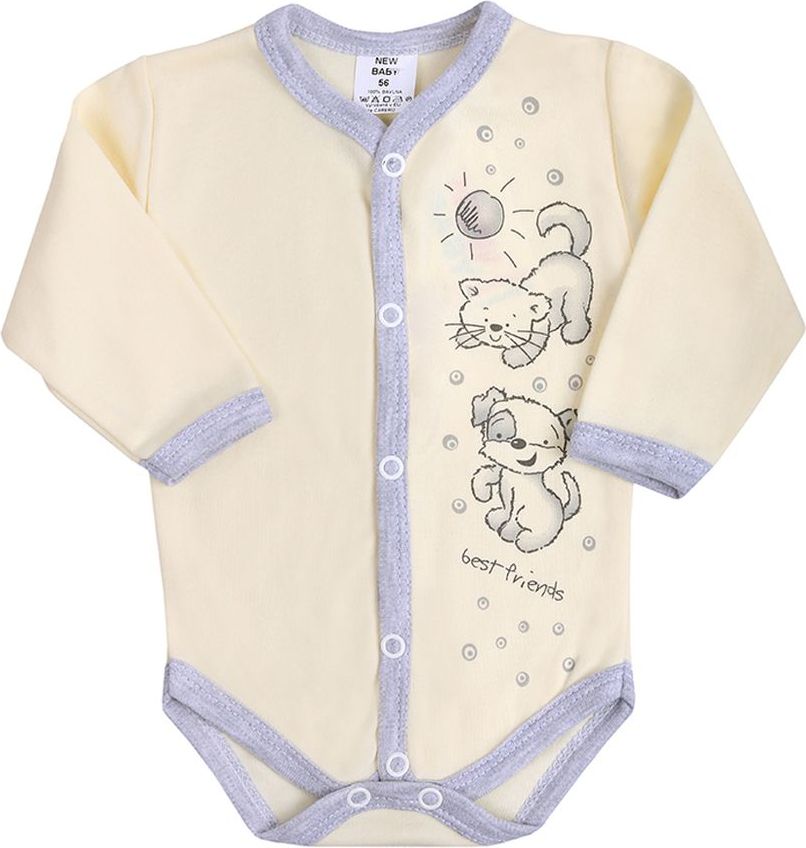 NEW BABY Kojenecké body celorozepínací New Baby Kamarádi smetanové - Kojenecké body celorozepínací New Baby Kamarádi smetanové - obrázek 1