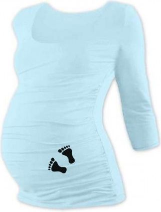Těhotenské triko 3/4 rukáv s nožičkami - sv. modré, Velikosti těh. moda M/L - obrázek 1