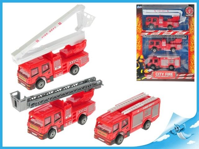 Auta hasičská 11cm zpětný chod 3ks - obrázek 1