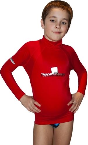 Plavecké UV tričko TBF dětské červené dlouhý rukáv Velikosti 13-14 let - obrázek 2