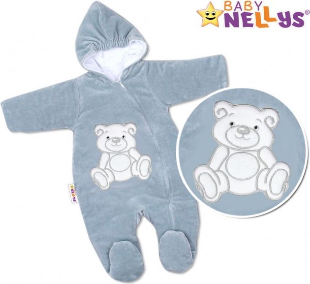 Baby Nellys BABY NELLYS Kombinézka/overálek Teddy Bear, velikost: 74 - šedá 74 (6-9m) - obrázek 1