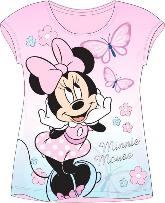 E plus M - Dívčí bavlněné tričko s krátkým rukávem Minnie Mouse Disney - růžové - vel. 110 - obrázek 1