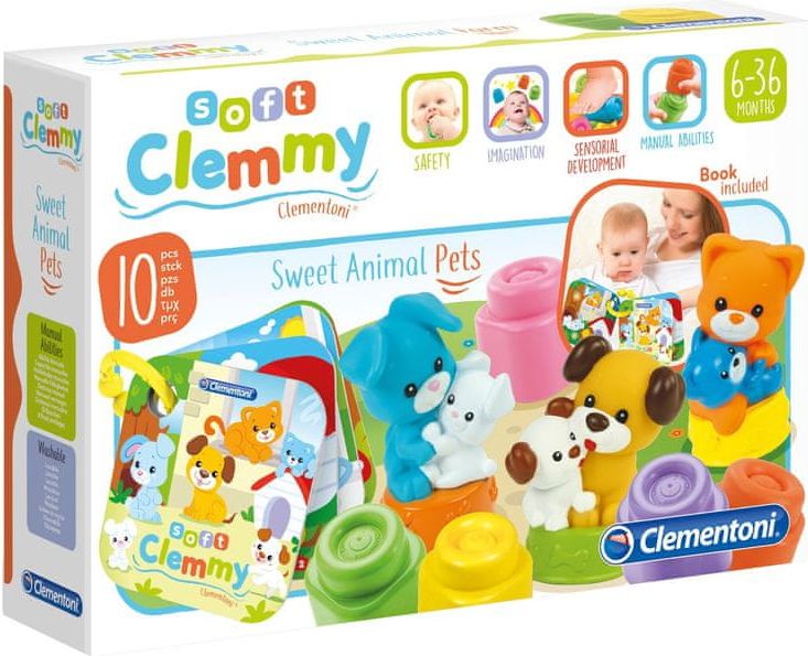 Clementoni Clemmy baby - kostičky s knížkou, domácí zvířata - obrázek 1