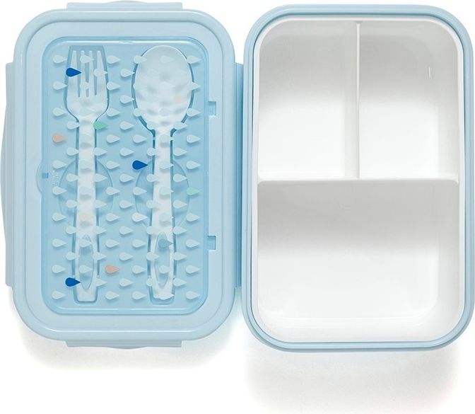 Petit Monkey svačinový box s příborem modrý - obrázek 1