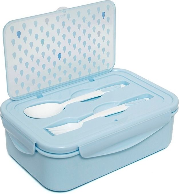 Petit Monkey svačinový box s příborem modrý - obrázek 2