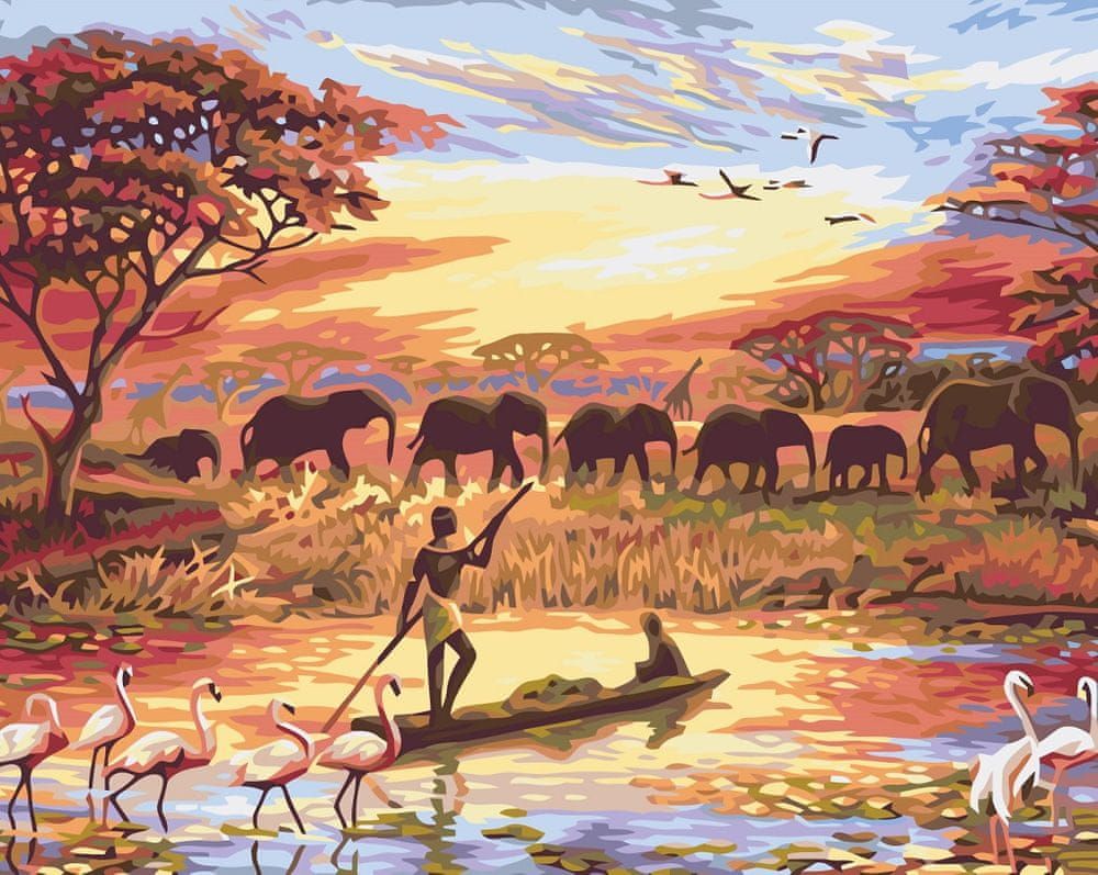 Maluješ Malování podle čísel - AFRICKÝ ZÁPAD SLUNCE - 40x50, nevypnuté - obrázek 1