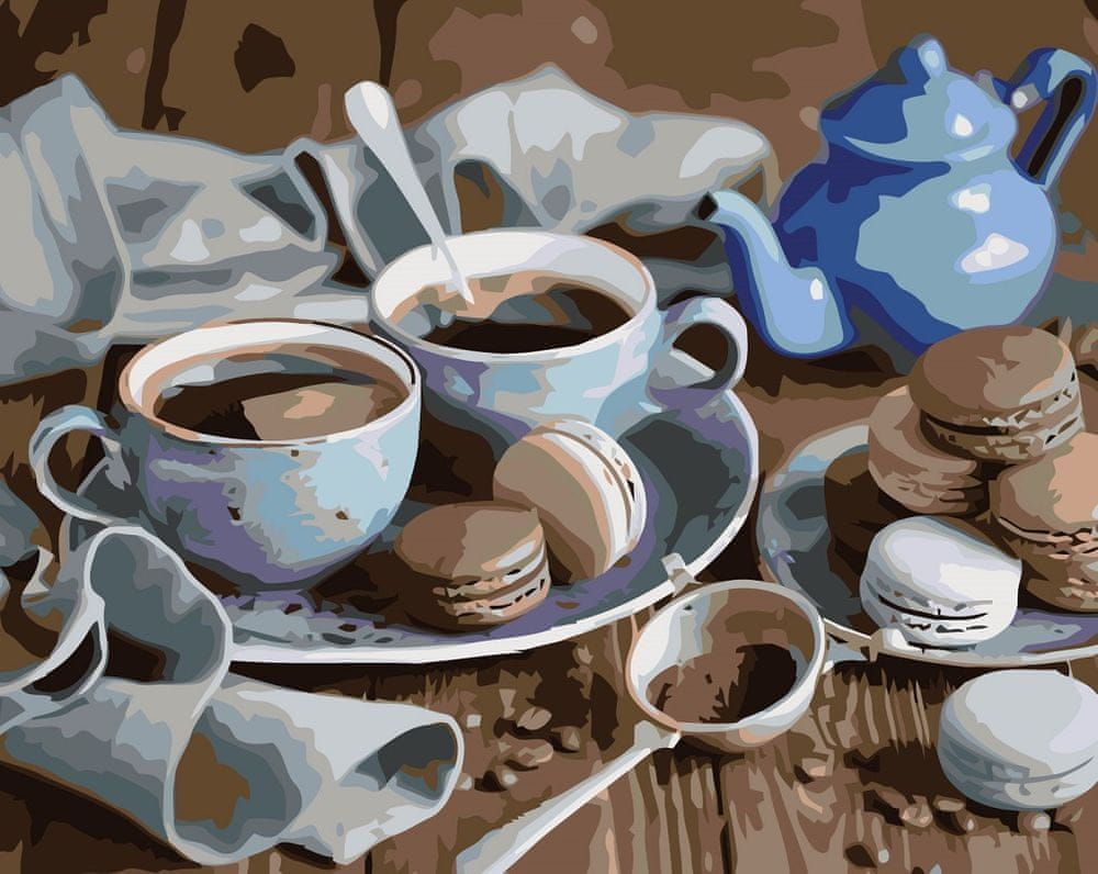 Maluješ Malování podle čísel - KÁVA A SUŠENKY - 40x50, vypnuté - obrázek 1