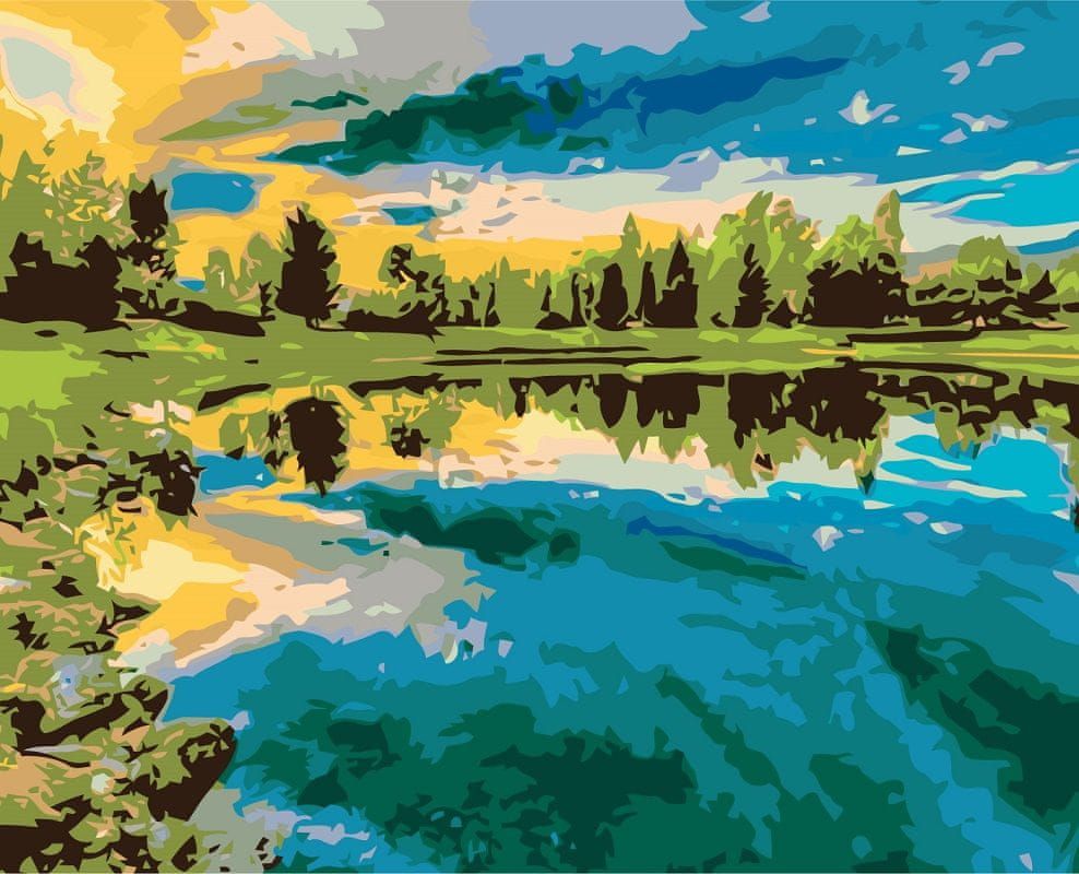 Maluješ Malování podle čísel - KRÁSNÉ NEBE NAD JEZEREM - 40x50, nevypnuté - obrázek 1
