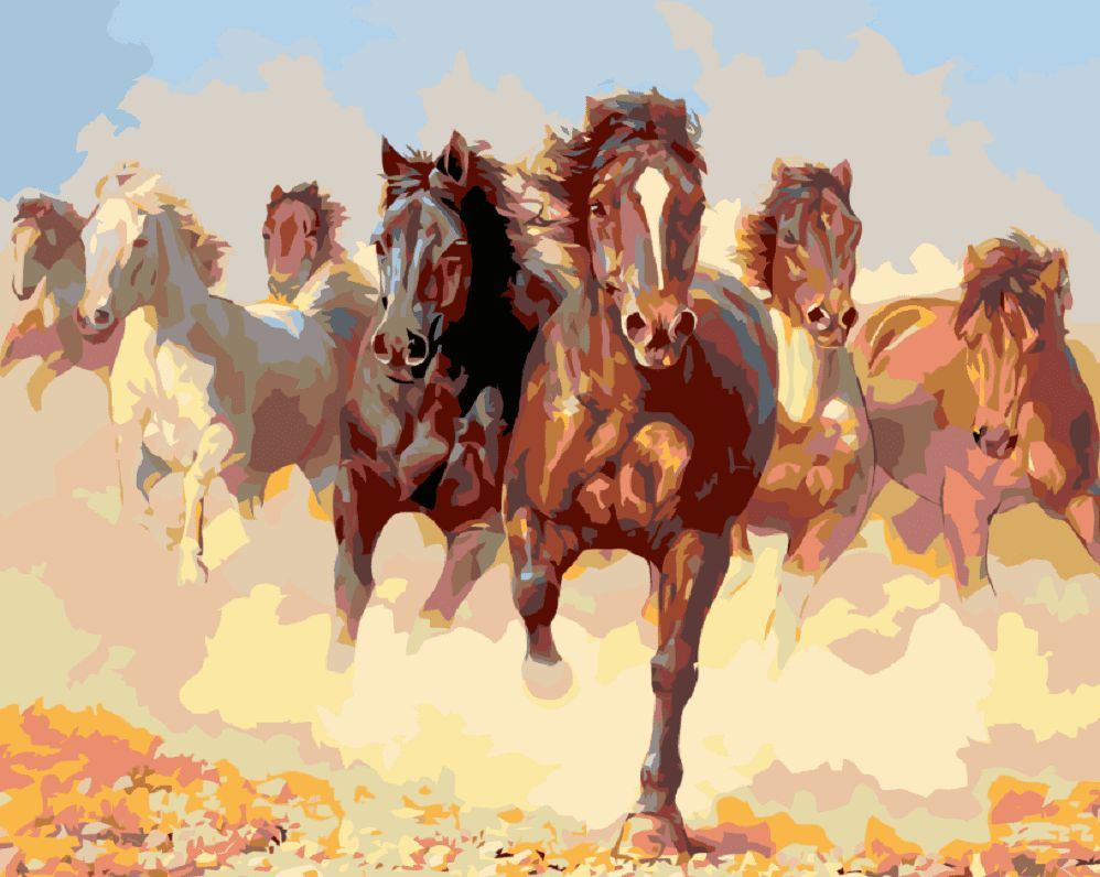 Maluješ Malování podle čísel - STÁDO KONÍ - 40x50, vypnuté - obrázek 1