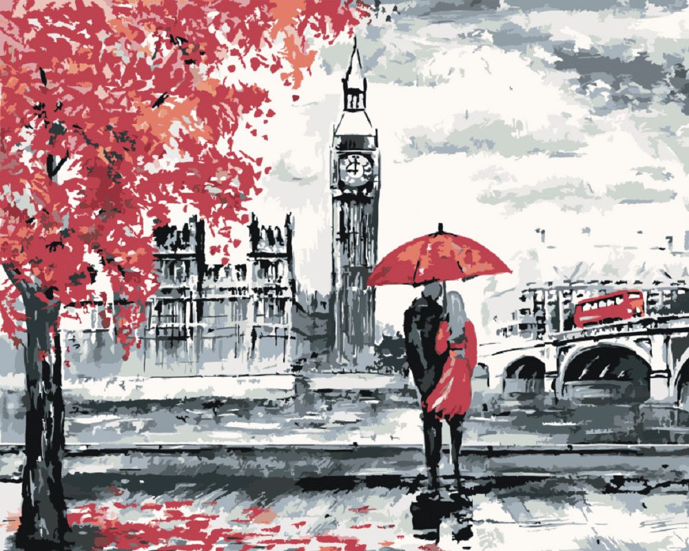 Maluješ Malování podle čísel - MILENCI A BIG BEN - 40x50, nevypnuté - obrázek 1