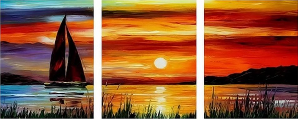 Maluješ Malování podle čísel - SET ZÁPAD SLUNCE 3X 40X50 - 80x100, nevypnuté - obrázek 1