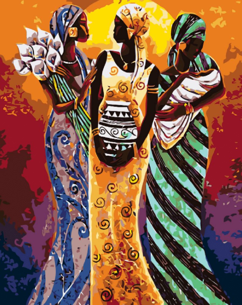 Maluješ Malování podle čísel - TŘI AFRICKÉ ŽENY - 80x100, nevypnuté - obrázek 1
