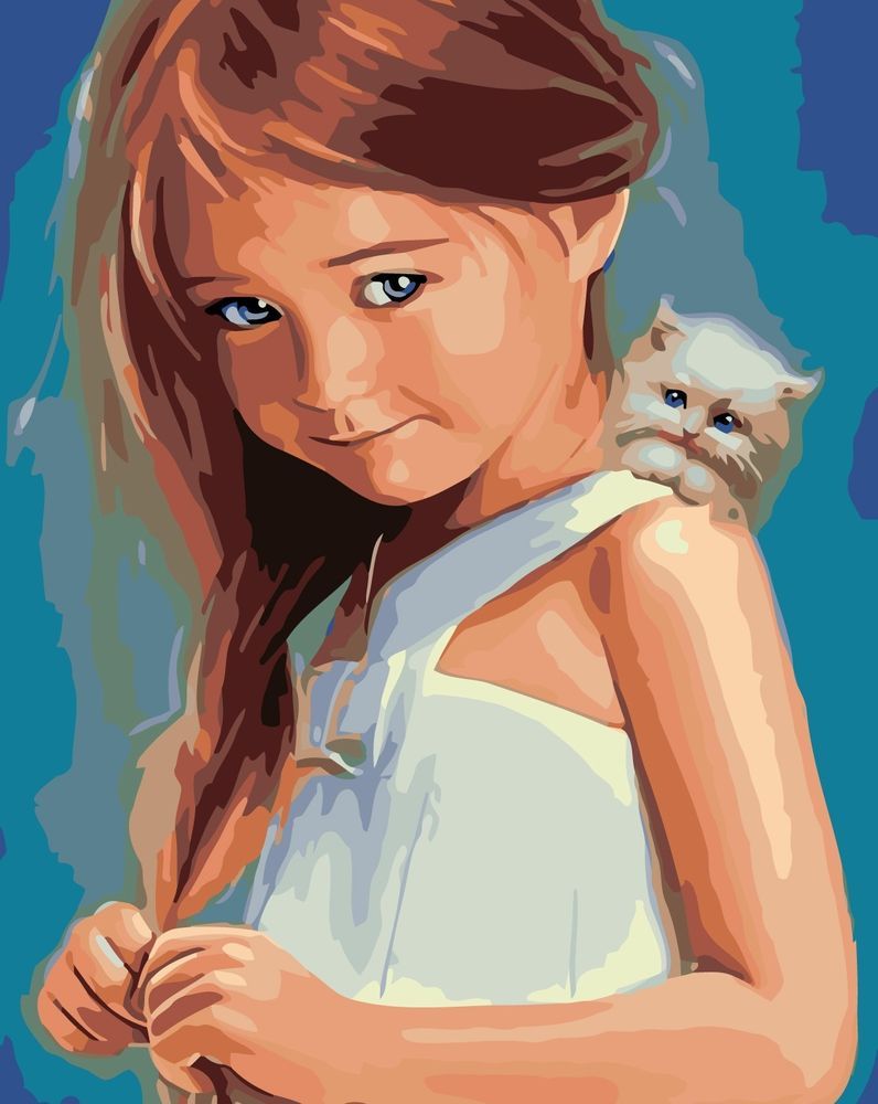 Maluješ Malování podle čísel - HOLČIČKA S KOŤÁTKEM - 40x50, nevypnuté - obrázek 1