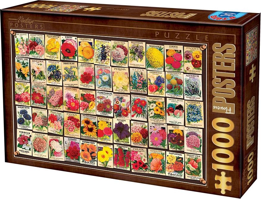 D-Toys Puzzle 1000 dílků Vintage Collage - Flowers - obrázek 1