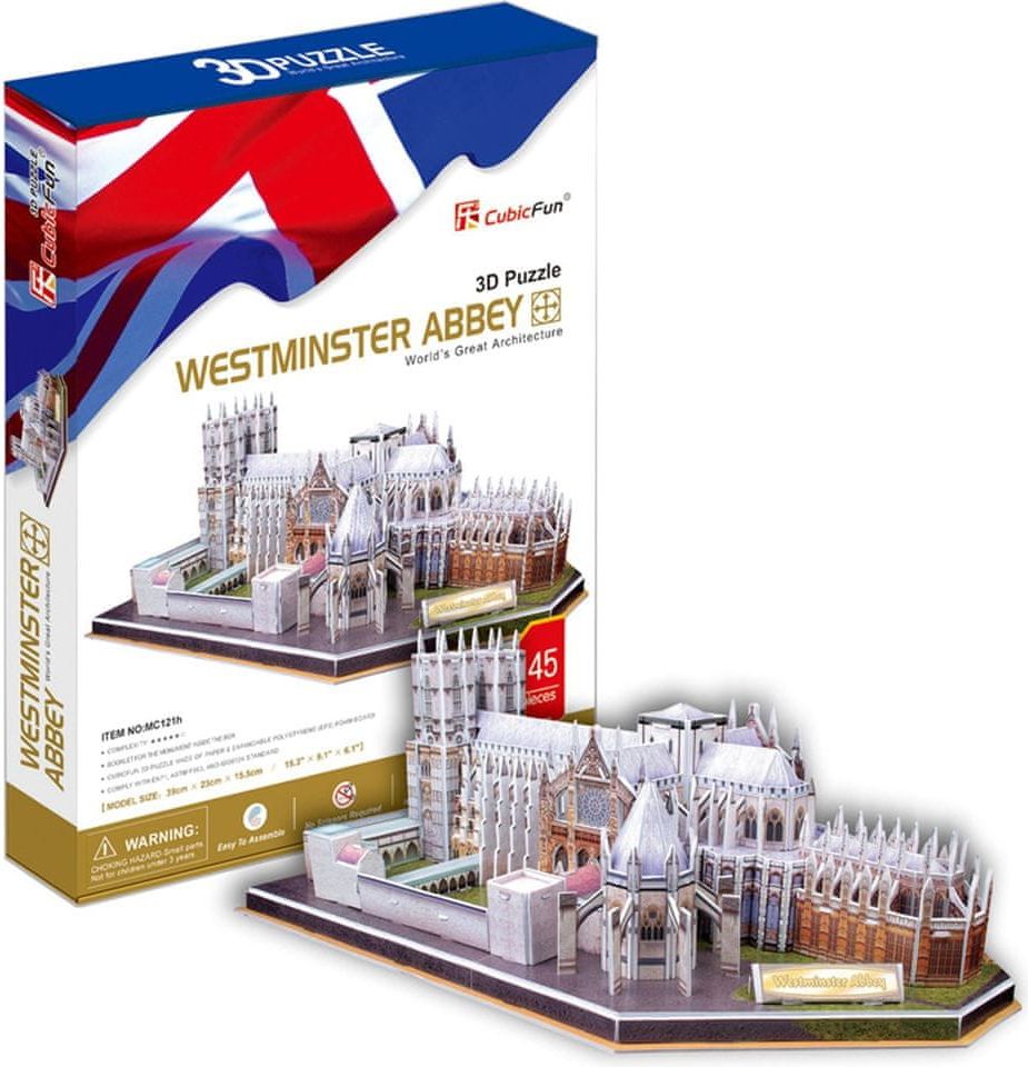 CubicFun Puzzle 145 dílků 3D Puzzle - United Kingdom: Westminster Abbey (Diffi - obrázek 1