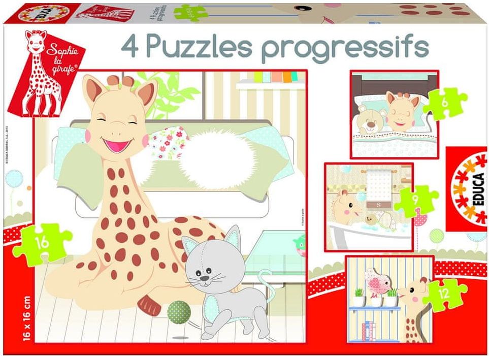 Educa Jigsaw Puzzle - From 6 to 16 dílků - 4 Puzzles : Sophie the Giraffe - obrázek 1