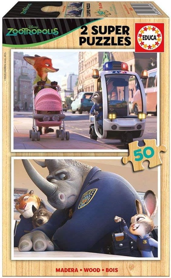 Educa 2 Wooden Jigsaw Puzzles - Zootropolis - obrázek 1