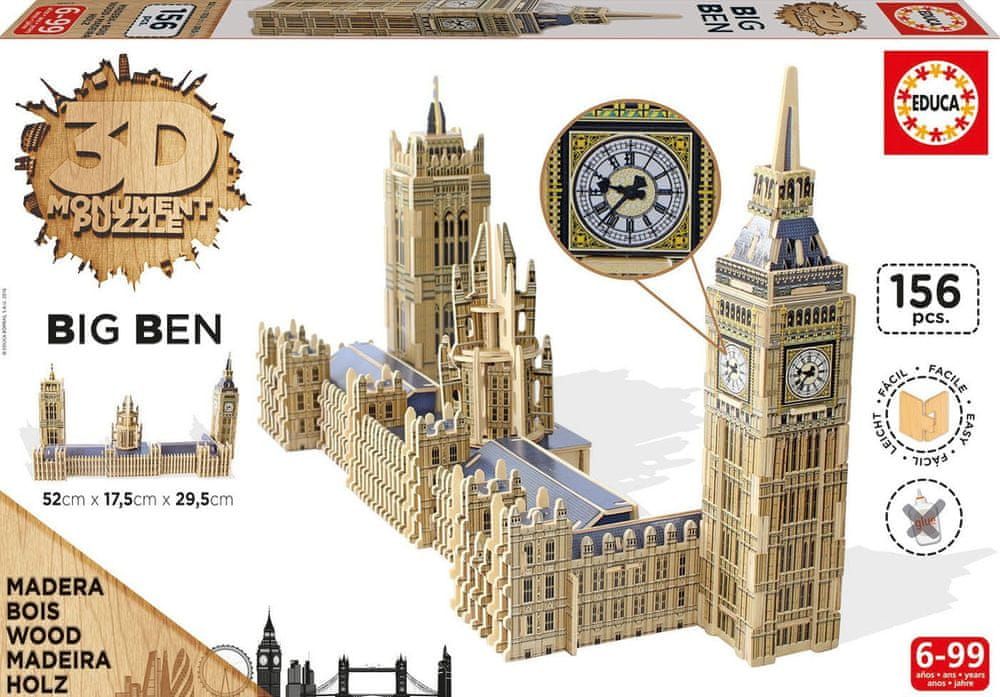 Educa Puzzle 156 dílků 3D Wooden Jigsaw Puzzle - Big Ben & Parliament - obrázek 1