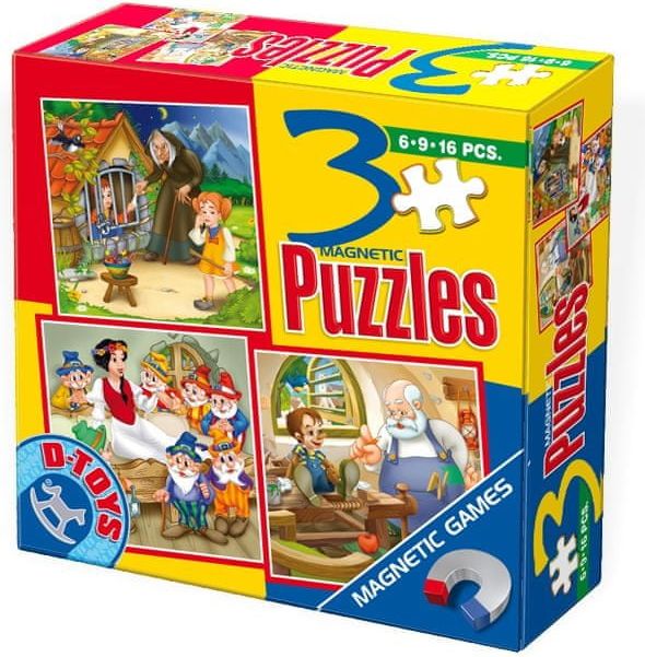 D-Toys Magnetic puzzles of 6, 9 and 12 dílků: Pinocchio, Hansel, Gretel and - obrázek 1