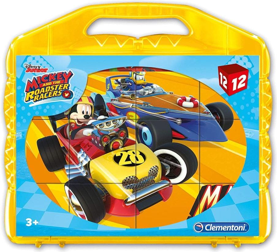 Clementoni obrázkové kostky Mickey a závodníci 12 kostek - obrázek 1