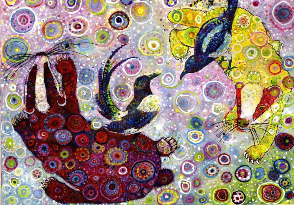 Grafika Puzzle 1000 dílků Sally Rich - Red and Gold Badgers - obrázek 1