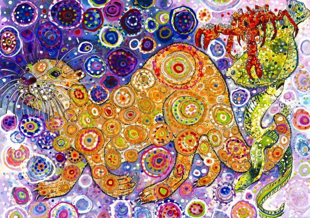 Grafika Puzzle 1500 dílků Sally Rich - Otters Catch - obrázek 1