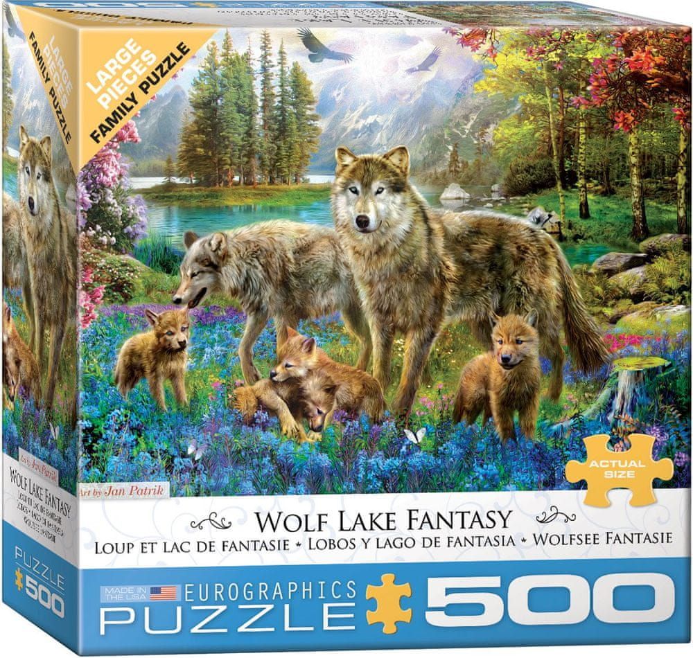 EuroGraphics Puzzle 500 dílků XXL dílků - Wolf Lake Fantasy - obrázek 1