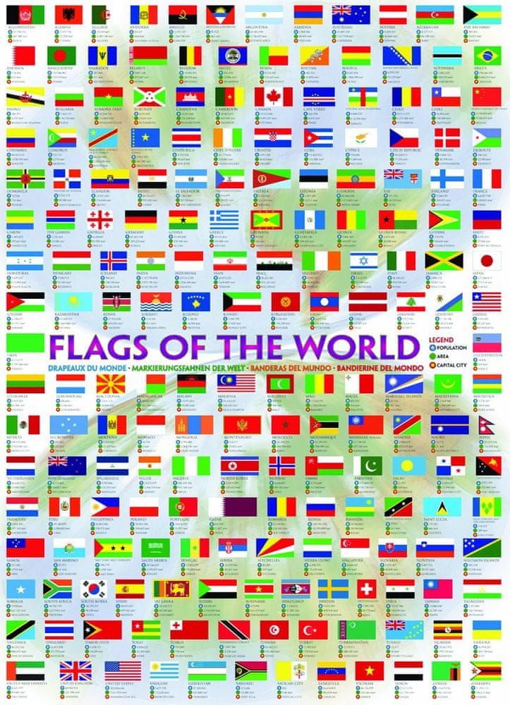 EuroGraphics Puzzle 1000 dílků Drapeaux du monde - obrázek 1