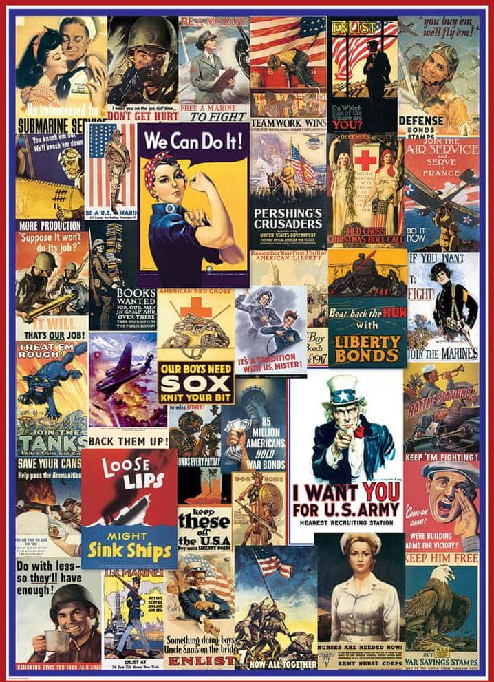 EuroGraphics Puzzle 1000 dílků World War I & II Vintage Posters - obrázek 1