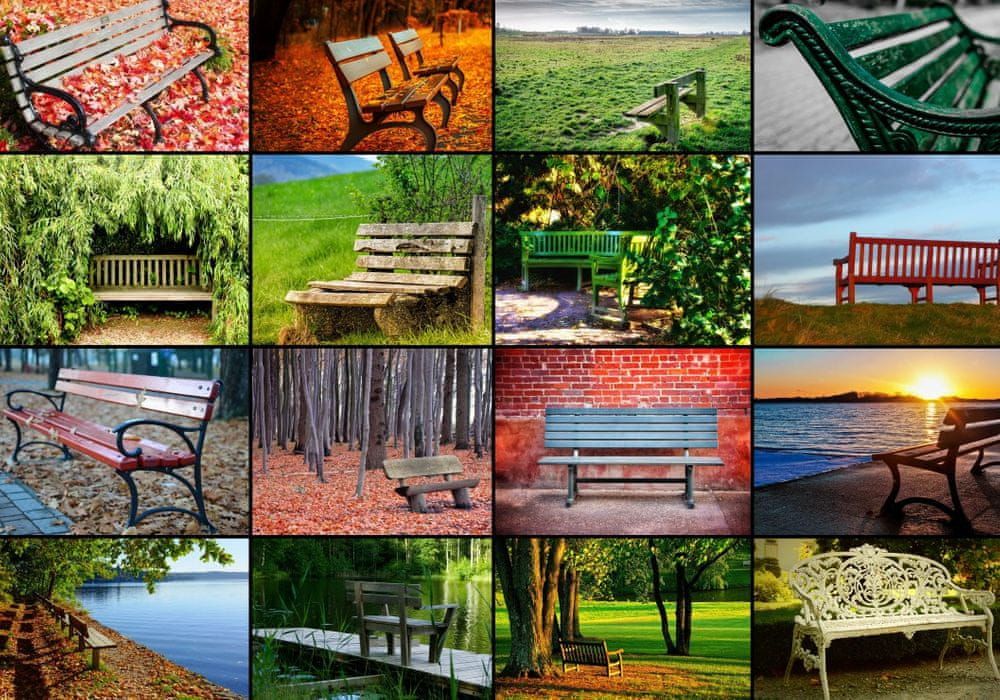 Grafika Puzzle 1000 dílků Collage - Benches - obrázek 1