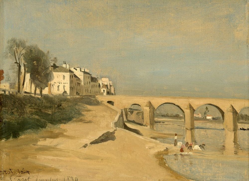 Grafika Puzzle 300 dílků Jean-Baptiste-Camille Corot: Bridge on the Saône Riv - obrázek 1