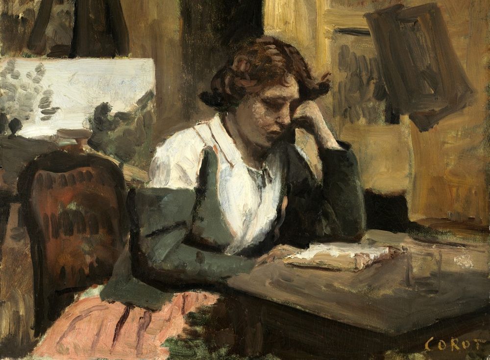 Grafika Puzzle 2000 dílků Jean-Baptiste-Camille Corot: Young Girl Reading: Yo - obrázek 1