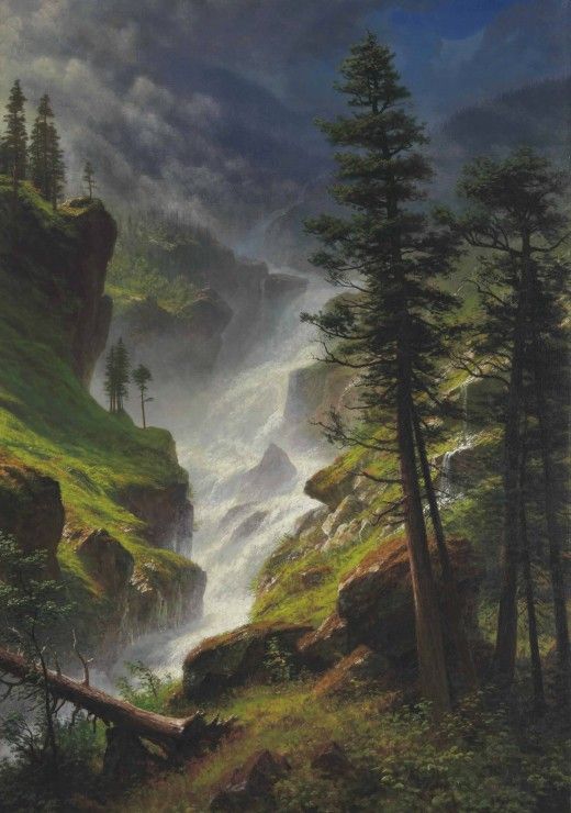 Grafika Puzzle 1000 dílků Albert Bierstadt : Chute d'Eau dans les Rocheuses, - obrázek 1