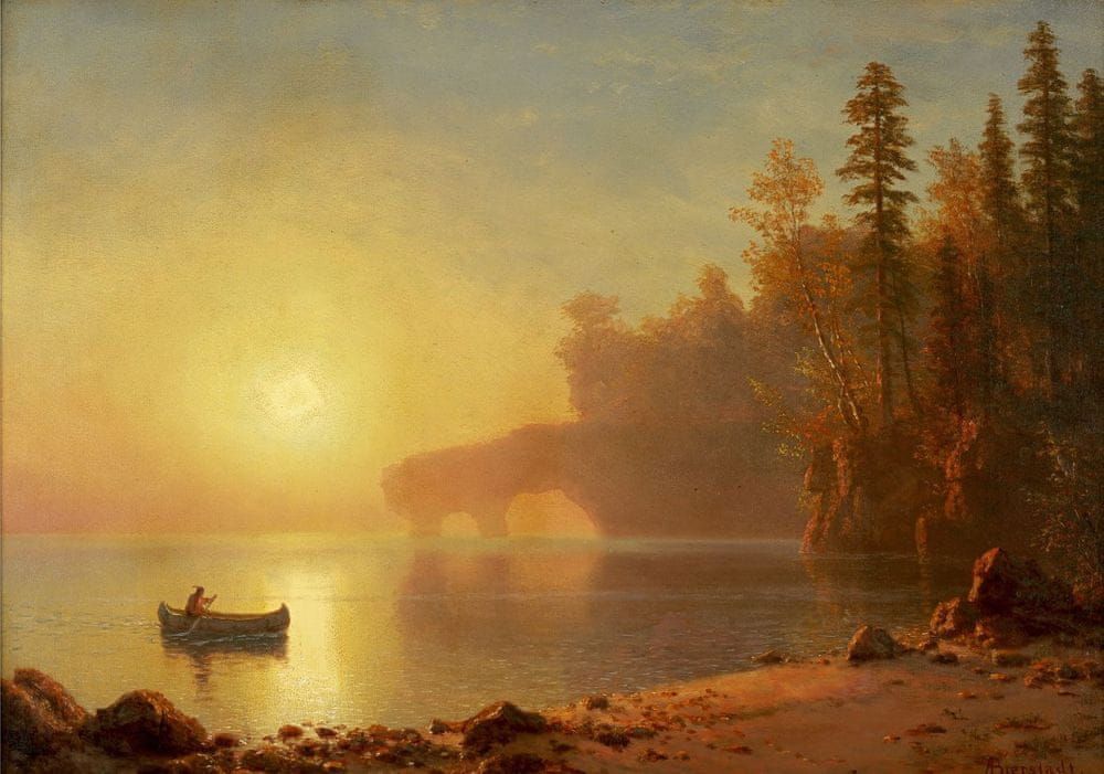 Grafika Puzzle 1000 dílků Albert Bierstadt : Canoë Indien, 1886 - obrázek 1