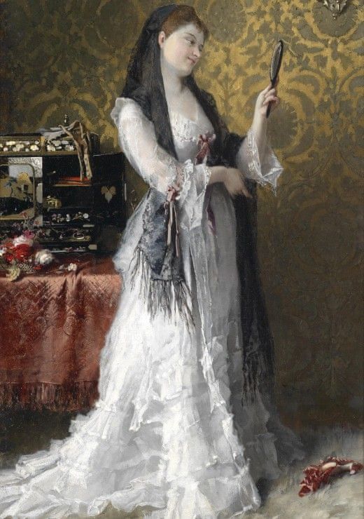 Grafika Puzzle 1000 dílků Conrad Kiesel : Dame im Boudoir, 1921 - obrázek 1