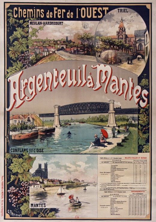 Grafika Puzzle 1000 dílků Affiche Chemins de Fer : Argenteuil-Mantes, 1893 - obrázek 1