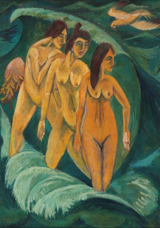 Grafika Puzzle 1000 dílků Ernst Ludwig Kirchner : Trois Baigneuses, 1913 - obrázek 1