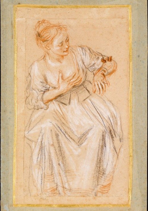 Grafika Puzzle 1000 dílků Antoine Watteau : Femme Assise, 1716-1717 - obrázek 1