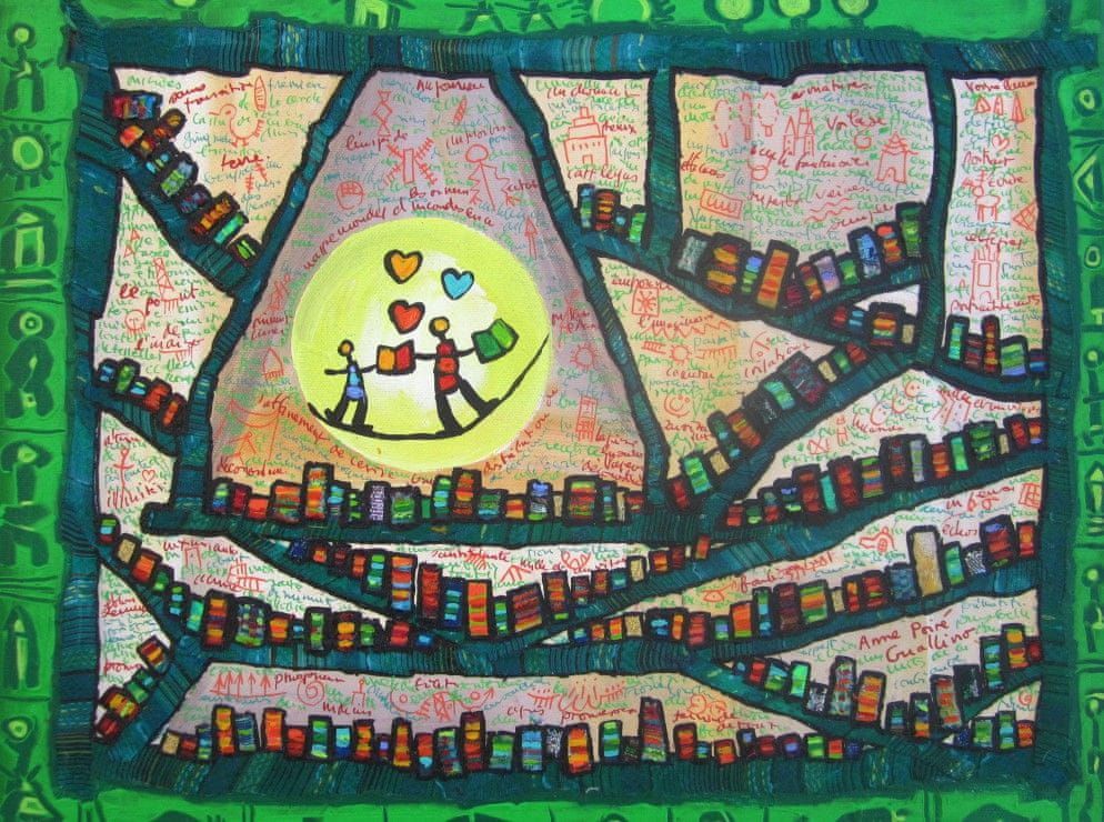 Grafika Puzzle 2000 dílků Anne Poiré & Patrick Guallino - Au coeur des livres - obrázek 1