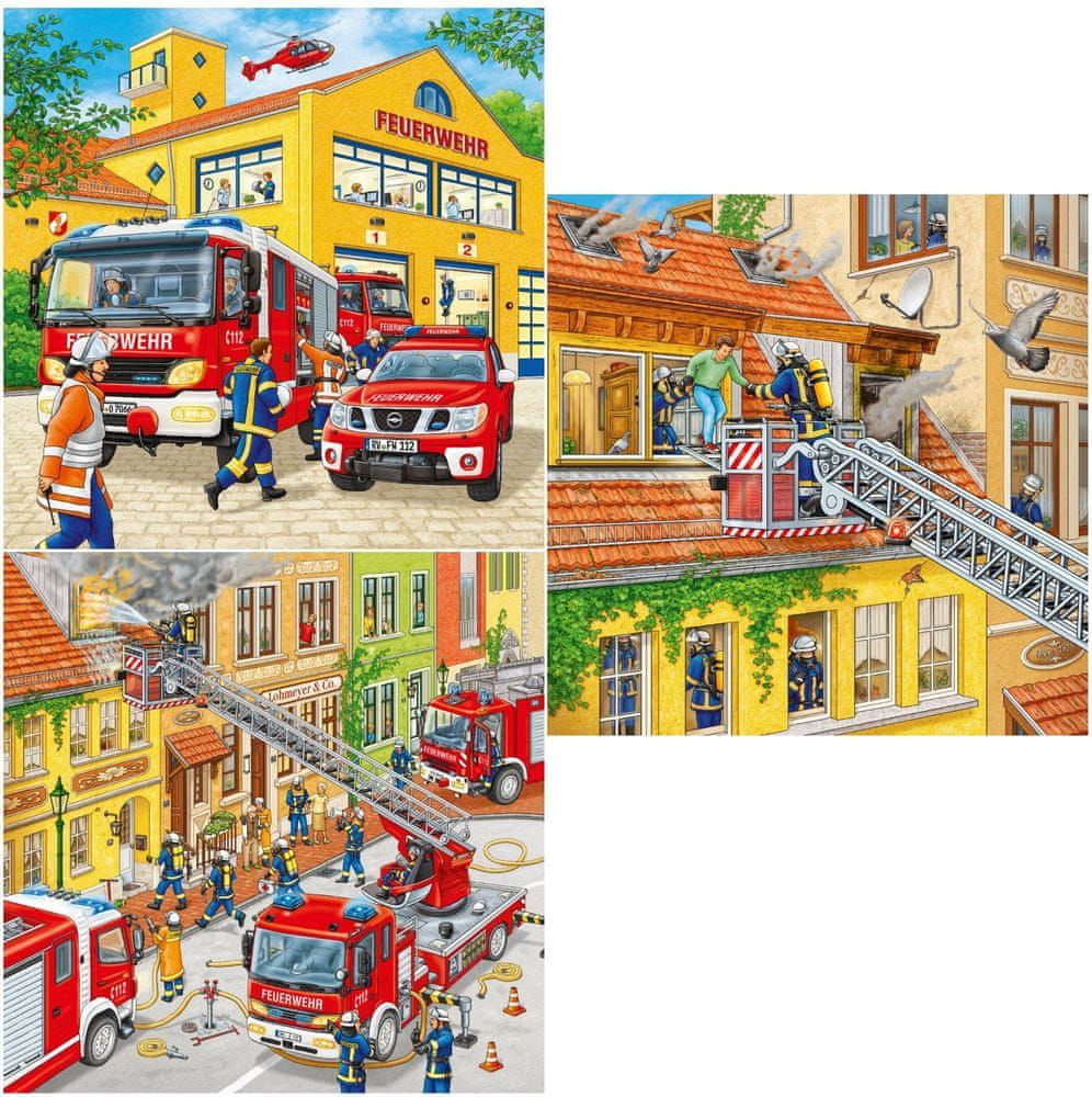 Ravensburger Jigsaw Puzzle - 3 x 49 dílků : Firemen at Work - obrázek 1