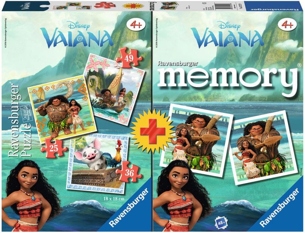 RAVENSBURGER Odvážná Vaiana 3v1 25,36,49 dílků + pexeso - obrázek 1